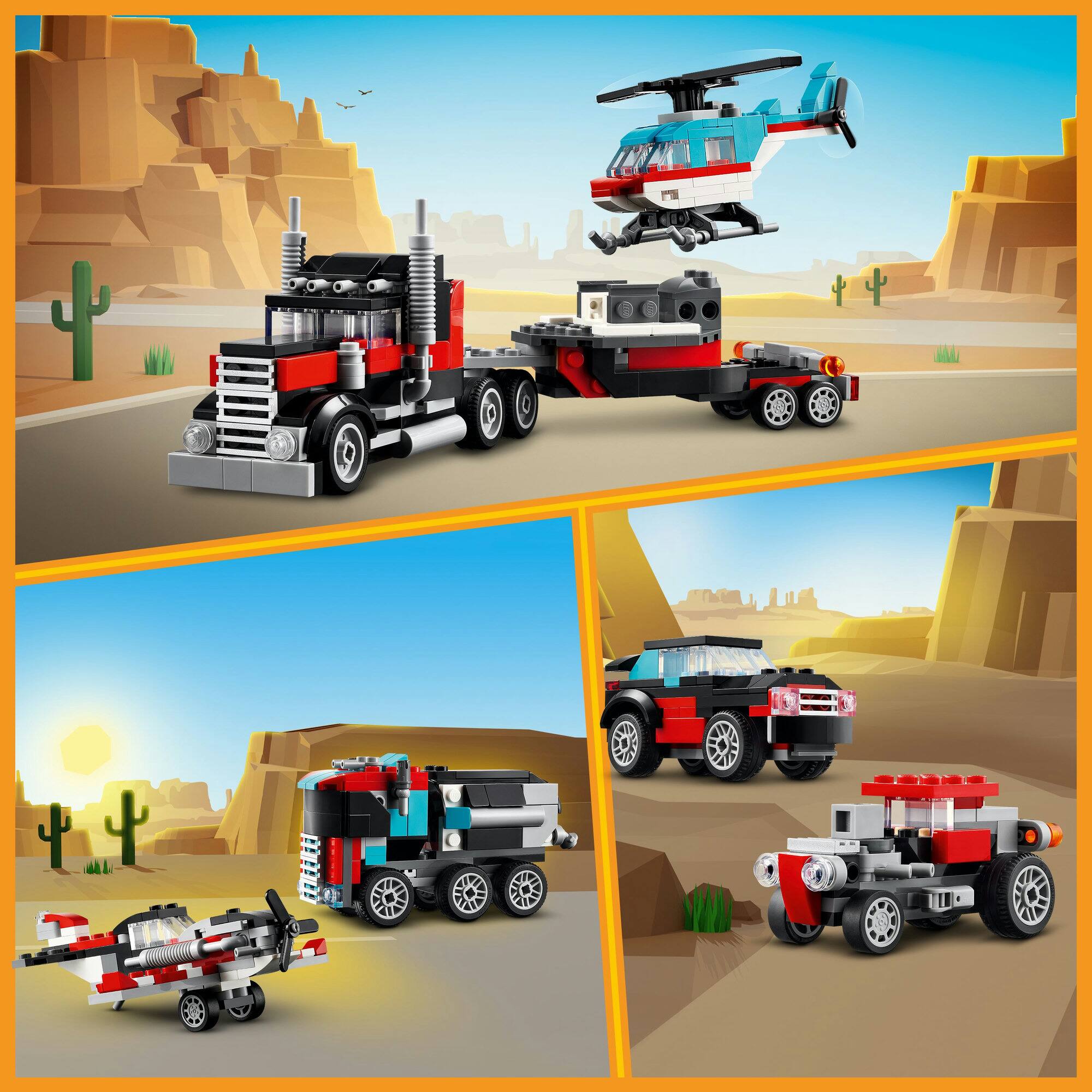 LEGO® Creator Flatbed Truck with Helicopter Toy 31146